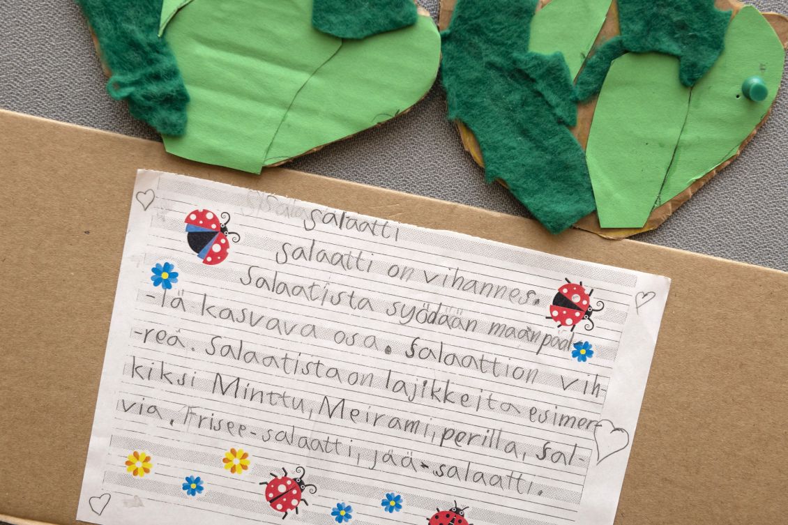 Oppilaan kirjoitustehtävä.